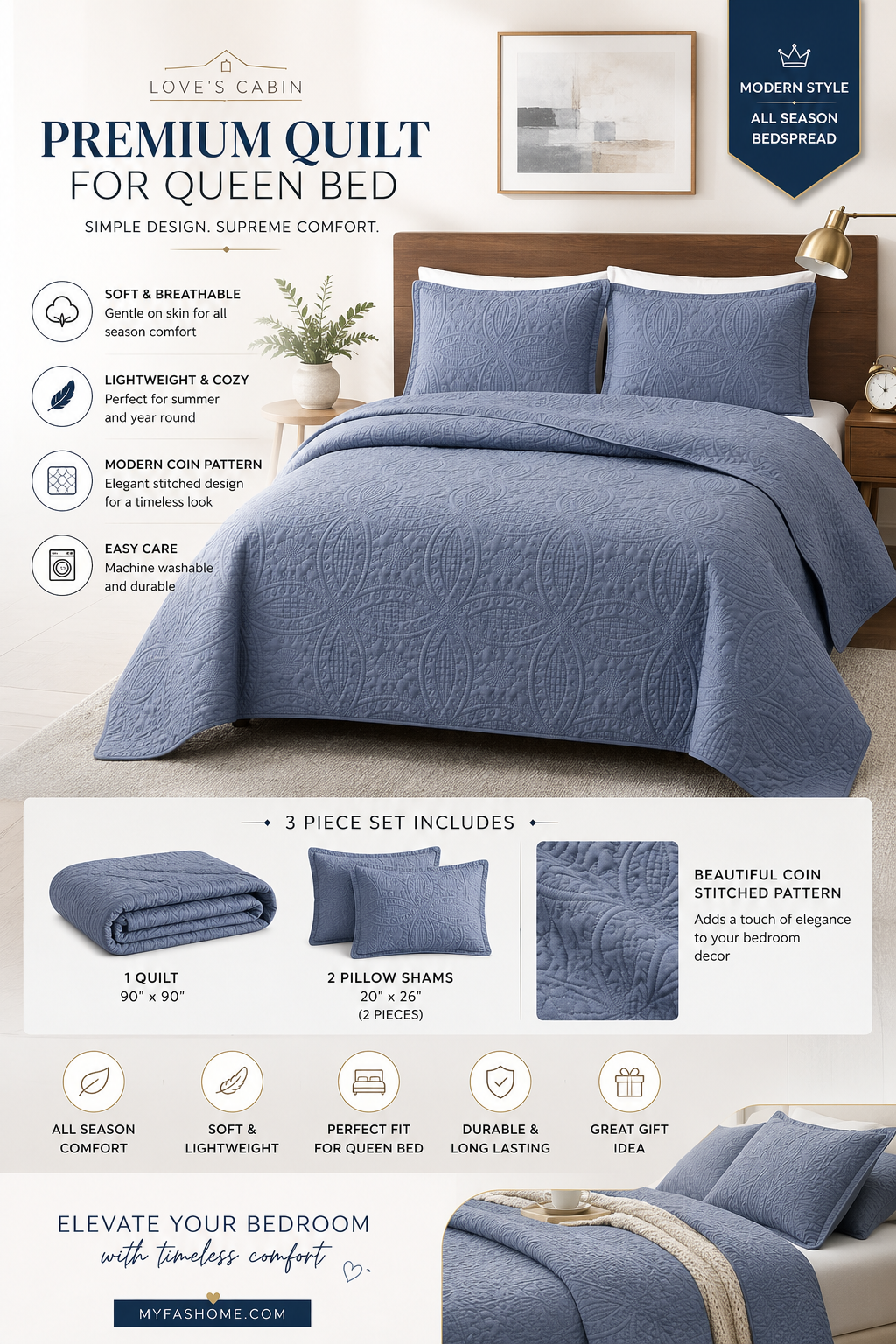 love's cabin quilts for queen bed blue bedspreads soft bed summer lightweight bedspread comforter modern style coin pattern coverlet for all season 3 pieces (1 quilt, 2 pillow shams) love's cabin quilts for queen bed blue bedspreads soft bed summer lightweight bedspread comforter modern style coin pattern coverlet for all season 3 pieces (1 quilt, 2 pillow shams)