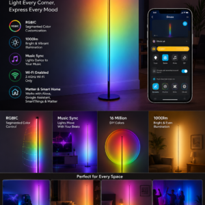 Govee RGBIC Floor Lamp Basic smart LED corner lamp with customizable RGB lighting and app control