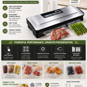 POTANE precision vacuum sealer machine with vacuum bags for food storage, meal prep, and long-lasting freshness