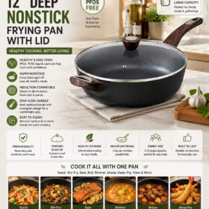 SENSARTE 12 inch nonstick frying pan with tempered glass lid, induction base, and healthy non toxic cooking surface