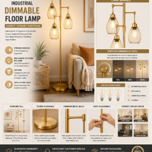 Dimmable Gold Tree Floor Lamp