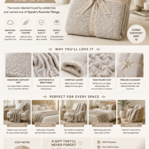 Barefoot Dreams CozyChic Throw blanket in Stone color featuring ultra-soft knit fabric, lightweight warmth, and elegant neutral styling.