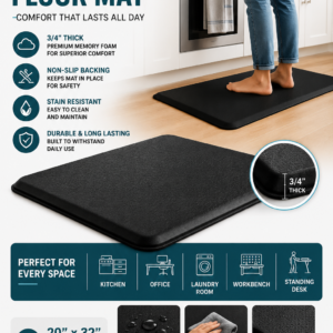 ComfiLife Anti Fatigue Floor Mat with thick memory foam and non-slip backing for kitchen and standing desk use